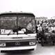 Route. 100 waits at Rafah to cross into Israel from Egypt. Note the makeshift Egyptian license plate in the windshield.